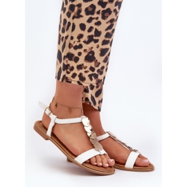 Sandálias rasteiras femininas confeccionadas em couro ecológico, Jeritellia branca branco 1