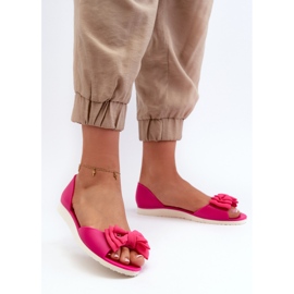 Sapatilhas femininas de borracha com laço fúcsia Georia rosa 2 Sapatilhas femininas de borracha com laço fúcsia Georia rosa 2