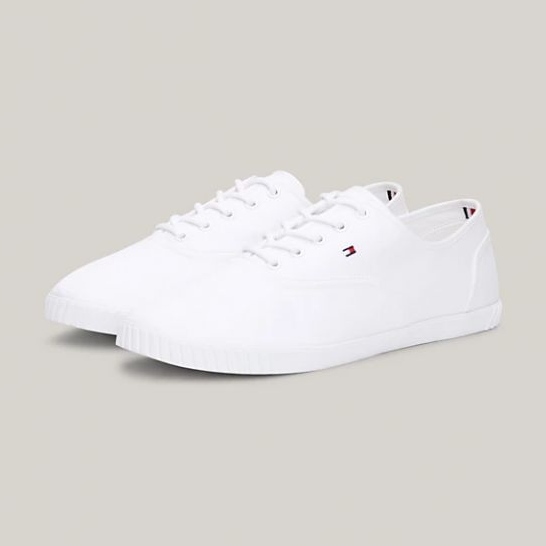 Tommy Hilfiger Tênis de lona com cadarço W FW0FW07805YBS branco 1 Tommy Hilfiger Tênis de lona com cadarço W FW0FW07805YBS branco 1
