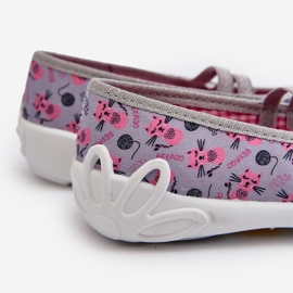 Befado Chinelos de bailarina para meninas com gatinhos 116Y327 Cinza e Rosa 2