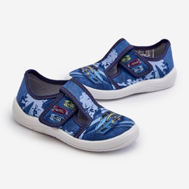 Chinelos infantis de velcro Befado 911X022 Azul 2