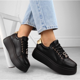 Sapatos femininos de couro com plataforma preta, Vinceza 66700 preto 1