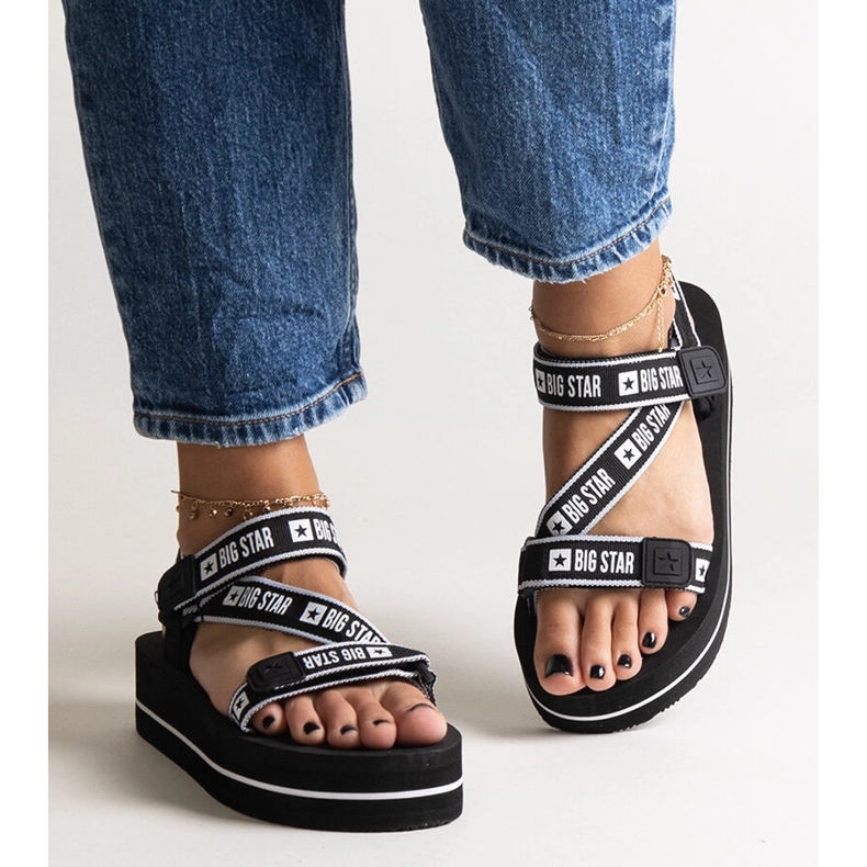 Sandálias plataforma pretas Big Star NN274A525 preto 1