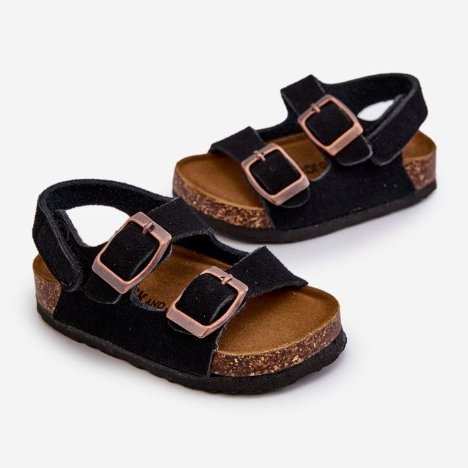 Sandálias Infantis com Plataforma de Cortiça, Feitas com Velcro, Rorria Preta preto 1 Sandálias Infantis com Plataforma de Cortiça, Feitas com Velcro, Rorria Preta preto 1