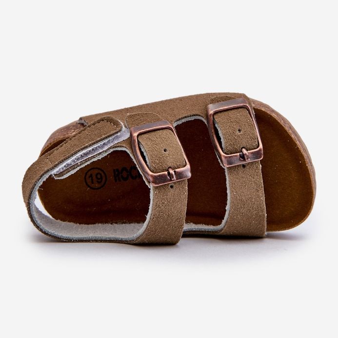 Sandálias Infantis com Plataforma de Cortiça, Feitas com Velcro, Caqui Rorria bege 2