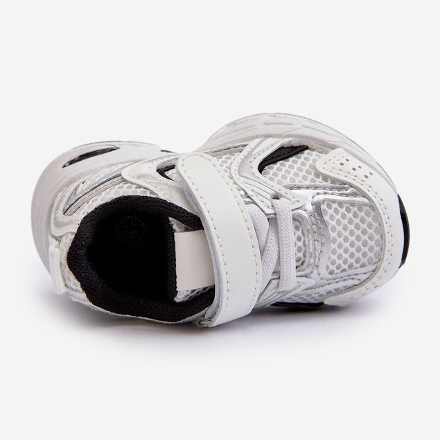 Tênis infantil com velcro branco e preto Ephona 2