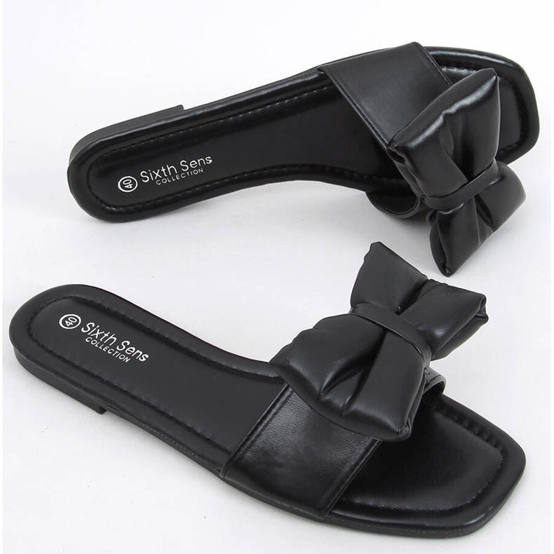 Chinelos Mili Black com laço preto 1