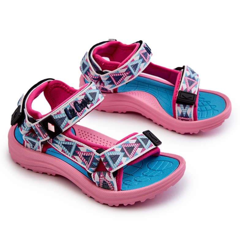 Sandálias de velcro femininas Lee Cooper LCW-24-34-2600 Pink rosa 4