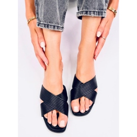 Chinelos femininos Fuzzy Black preto 1