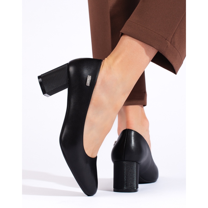 Sapatos de salto alto femininos negros de Sergio Leone preto 1