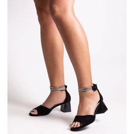 Sandálias de salto alto com palmilha em couro Nadira preto 1