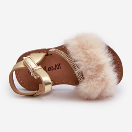 Sandálias infantis de velcro com pele, Rosavere Dourada dourado 2 Sandálias infantis de velcro com pele, Rosavere Dourada dourado 2