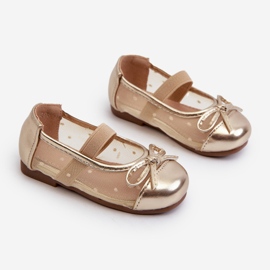 Sapatilhas infantis com laço Jellema dourado 1