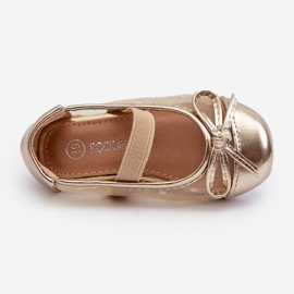 Sapatilhas infantis com laço Jellema dourado 2