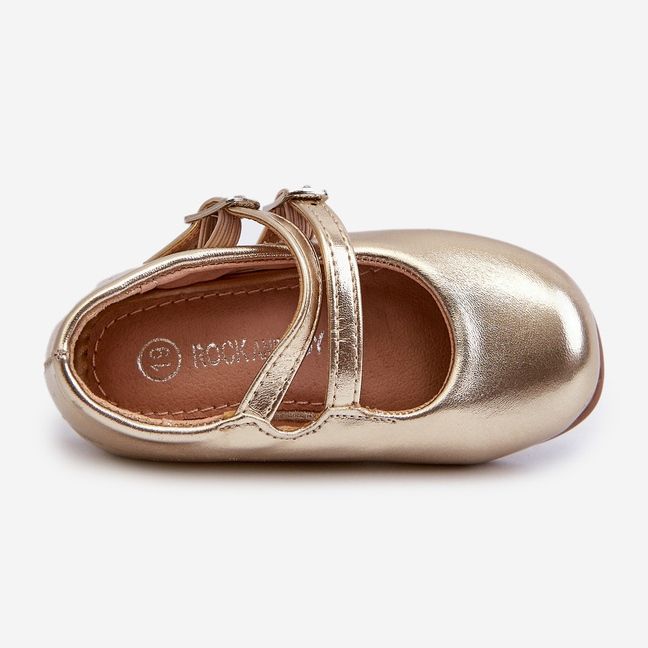 Bailarinas infantis com tiras douradas Margenis dourado 1