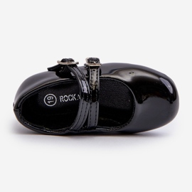 Sapatilhas infantis de couro envernizado com alças, Preto Margenis 2