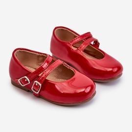 Bailarinas infantis de couro envernizado com tiras vermelhas Margenis vermelho 1