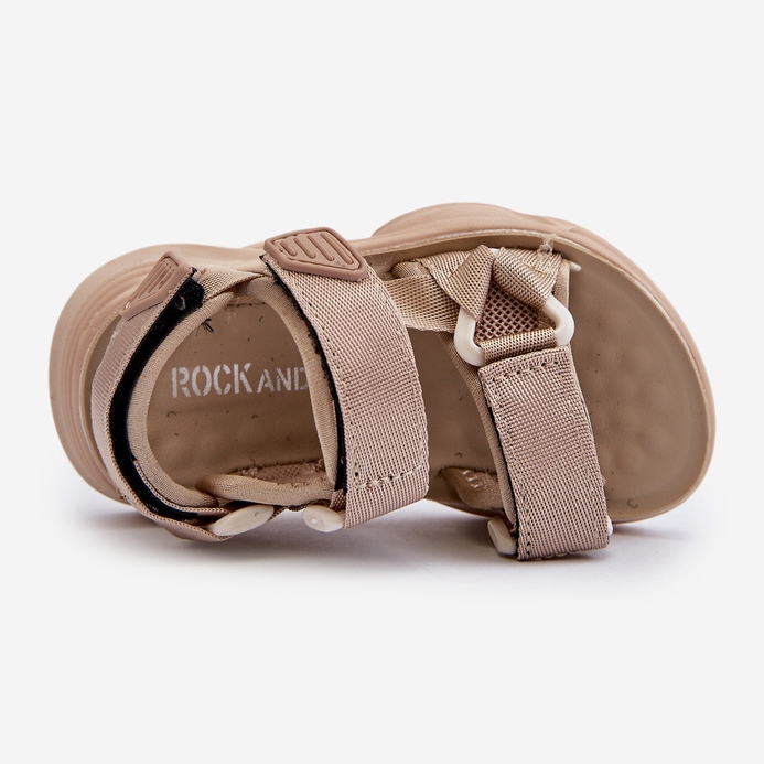 Sandálias infantis com fecho de velcro, Bege Orretta 2