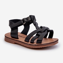 Sandálias infantis com fecho de velcro, Marimona Preta preto 1