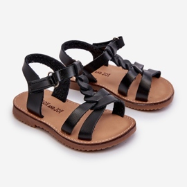 Sandálias infantis com fecho de velcro, pretas, Sarniema preto 1