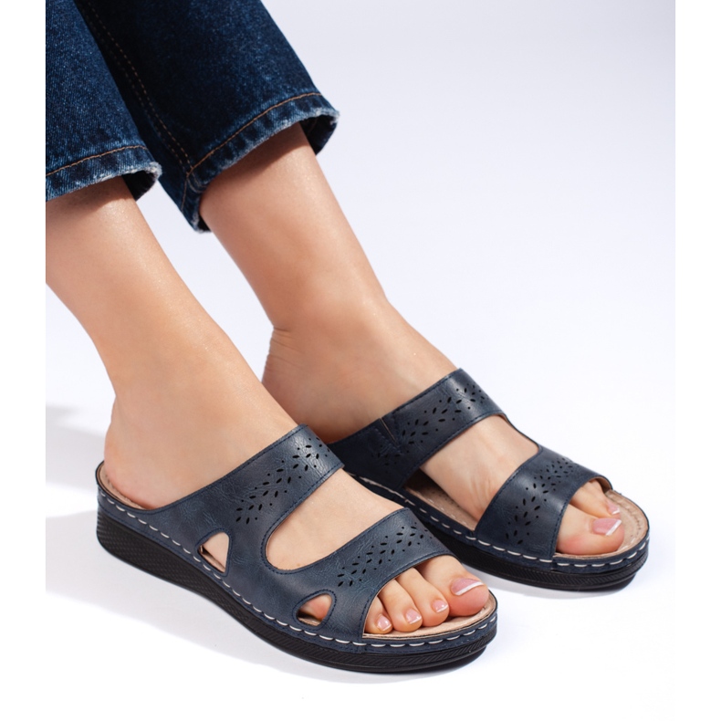 Chinelos femininos confortáveis ​​em azul marinho 2