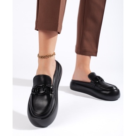 Chinelos femininos negros elegantes e fechados preto 1