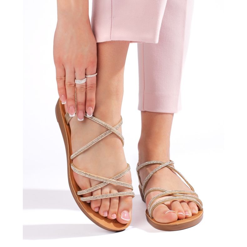 Sandália slip-on dourada com strass dourado 1