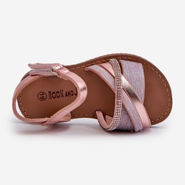 Sandálias infantis brilhantes com velcro, Delphina rosa 2 Sandálias infantis brilhantes com velcro, Delphina rosa 2
