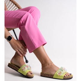 Chinelos verdes decorados com pedras Negistina 1