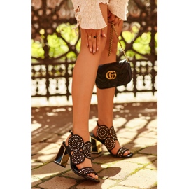 S.Barski Sandálias de Salto Alto Decoradas D&amp;A CR026 Pretas preto 1