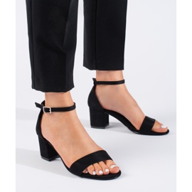 Seastar Sandália de salto alto em camurça preta preto 1