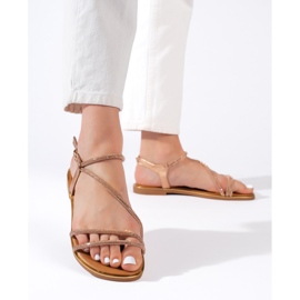 Sandálias femininas marrons brilhantes castanho 2