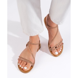 Sandálias femininas marrons brilhantes castanho 1