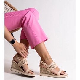 Sandálias de cunha Muhja bege 1