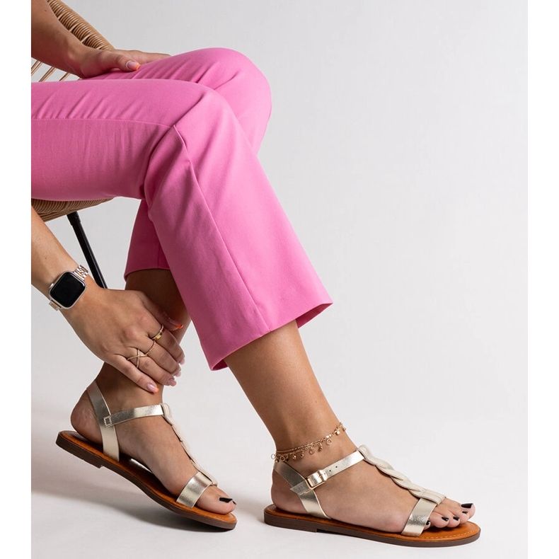 Sandálias rasteiras amaranto ouro dourado 1