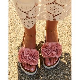 Chinelos femininos com plataforma decorados com flores, rosa Nodina 1 Chinelos femininos com plataforma decorados com flores, rosa Nodina 1