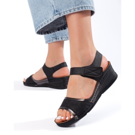 Sandálias de mulher pretas com velcro preto 2
