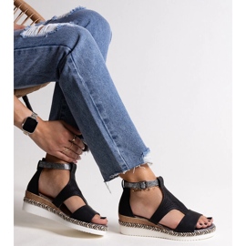 Sandálias pretas de cunha baixa Tiuma preto 1