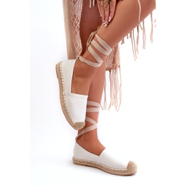 Bellucci Alpercatas de couro ecológico atadas, brancas branco 2