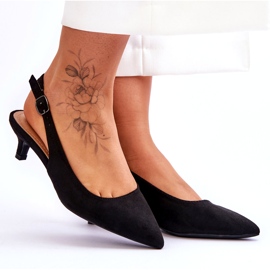 Jeeini Bombas de ponta baixa, pretas preto 4