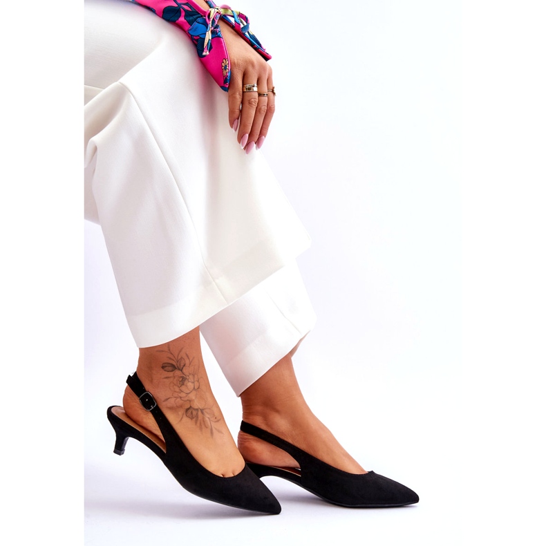 Jeeini Bombas de ponta baixa, pretas preto 3