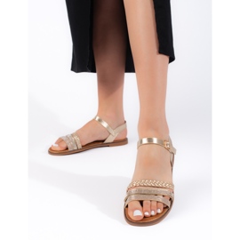 Sandálias rasteiras douradas femininas dourado 1