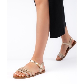 Sandálias rasteiras douradas femininas dourado 2