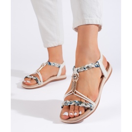 Sandálias rasteiras de malha branca branco 1