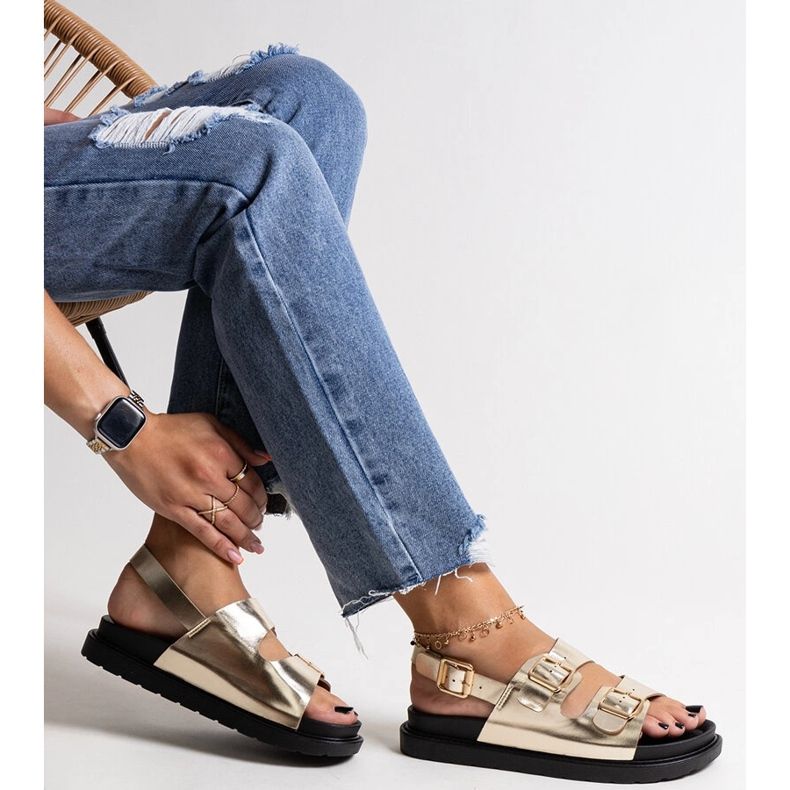 Sandálias plataforma Bashera douradas dourado 1