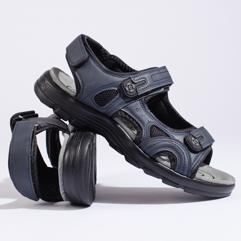 Sandálias esportivas masculinas azul marinho com velcro 1
