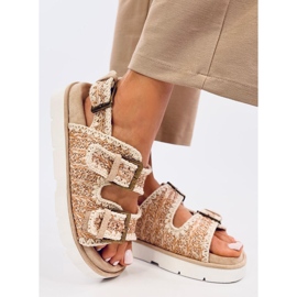 Sandálias plataforma Badey Khaki bege 2