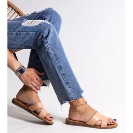 Chinelos de couro ecológico bege da Kajetana 1