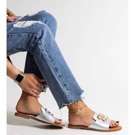 Chinelos prateados com fivela Safi decorativa prata 1