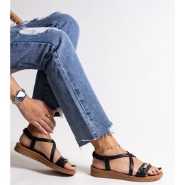 Sandálias pretas com fivela dourada Pamphila preto 1